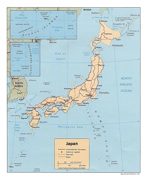 Japonya fiziki haritas