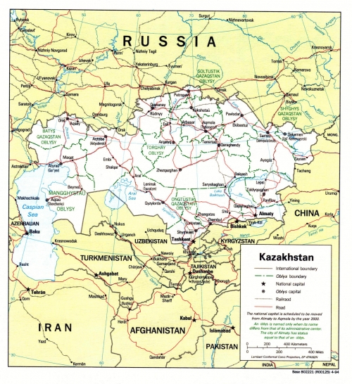 Kazakistan genel haritas