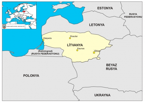 Litvanya dnyadaki konumu ve snr komular haritas