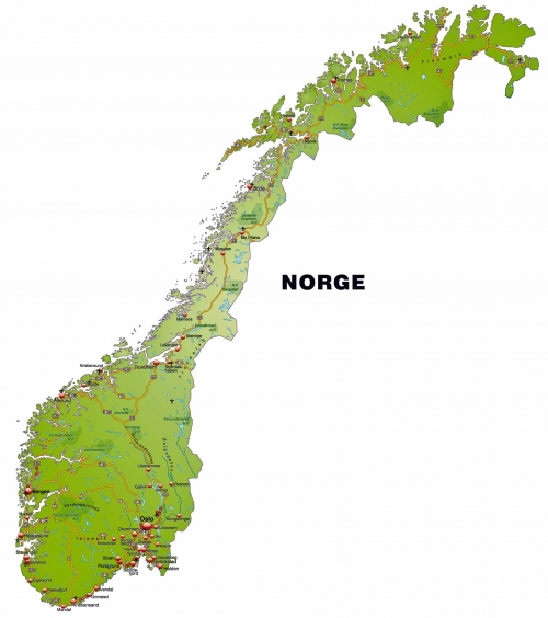 Norve fiziki haritas