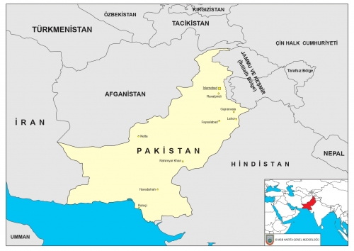Pakistan dnyadaki konumu ve snr komular haritas