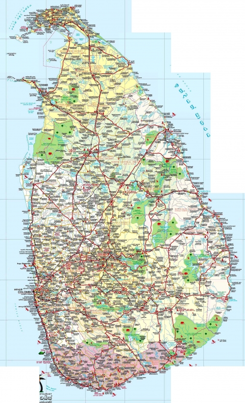Sri Lanka detayl ehirler ve semtleri haritas