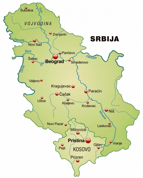 Srbistan ehirler haritas