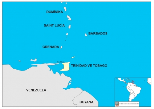 Trinidad ve Tobago dnyadaki konumu ve snr komular haritas