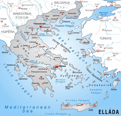 Yunanistan blgelerin ve ehirlerin haritas