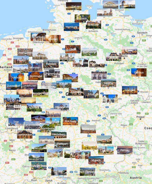 Almanya fotoğraflı şehirler haritası