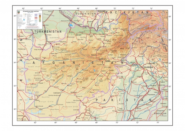 Afganistan fiziki haritası