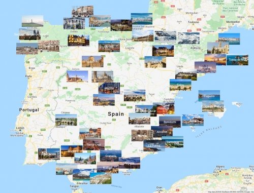 İspanya fotoğraflı şehirler haritası