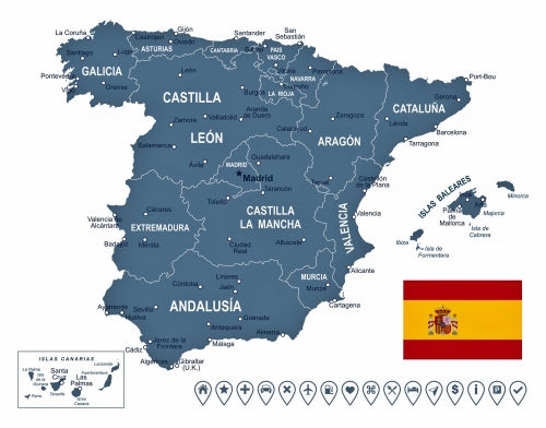 İspanya bölgeler haritası renkli