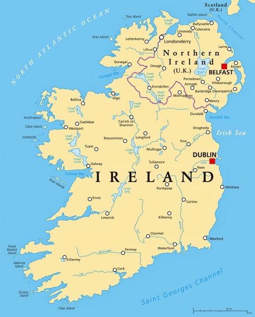 İrlanda şehirler haritası