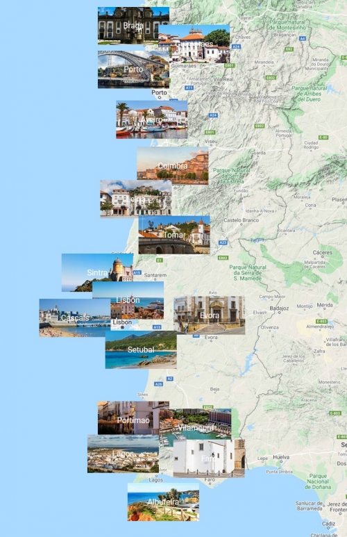 Portekiz fotoğraflı şehirler haritası