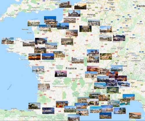 Fransa fotoğraflı şehirler haritası