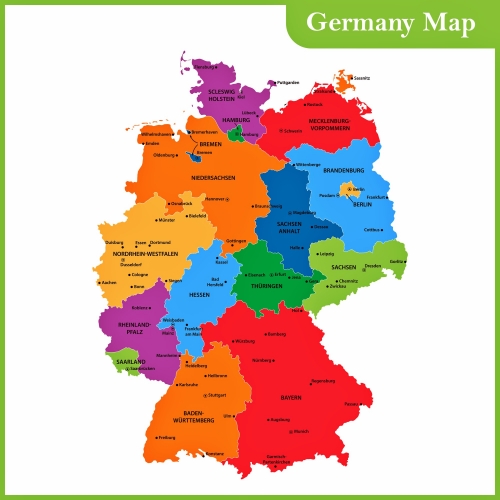 Almanya bölgelerin ve şehirlerin haritası