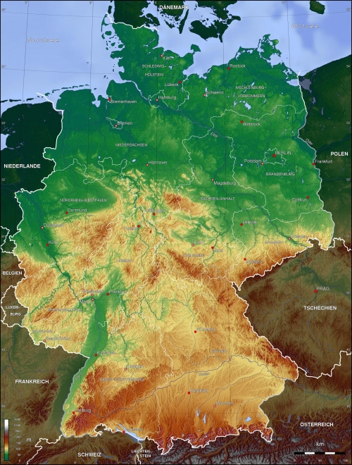 Almanya topoğrafik haritası