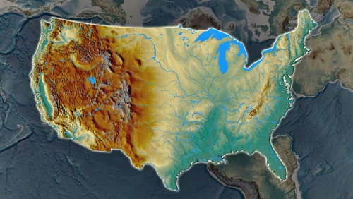 Amerika Birleşik Devletleri topoğrafik fiziki haritası